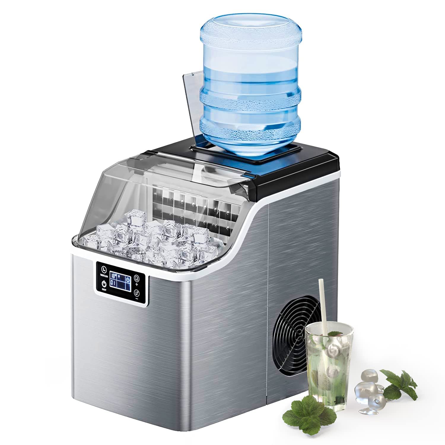 Countertop Ice Maker Machine, 45 Lbs/24H, 24 Pcs/13 Mins, 2 Ways to Add WaterQuantumX Chargers