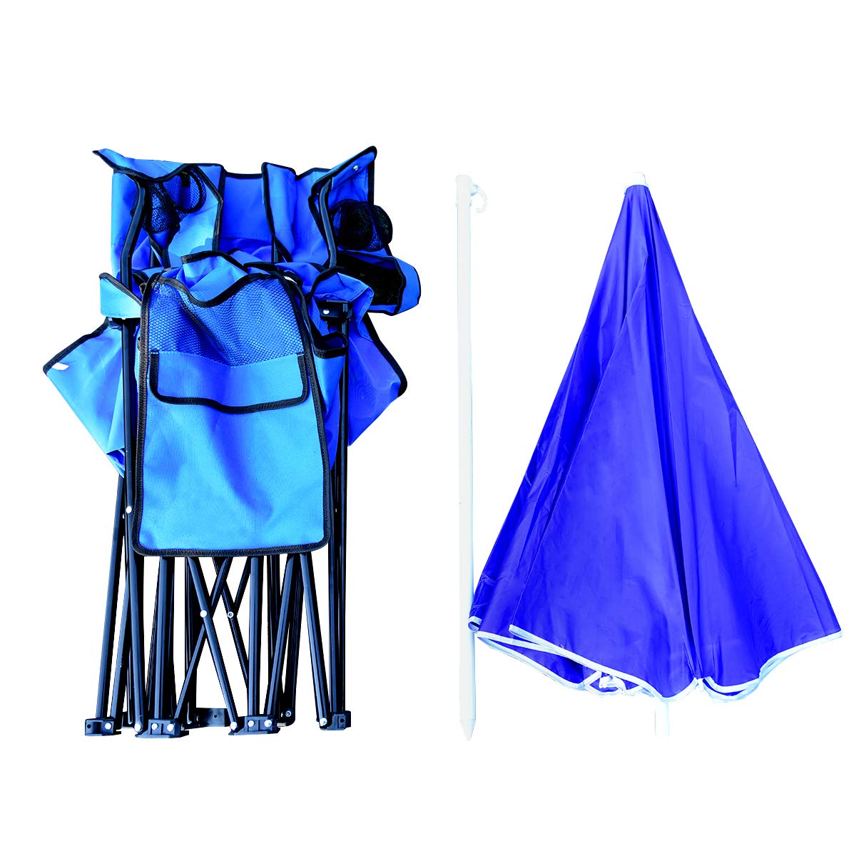 Double Folding Picnic Chairs Umbrella Mini Table Beverage Holder Carrying BagQuantumX Chargers