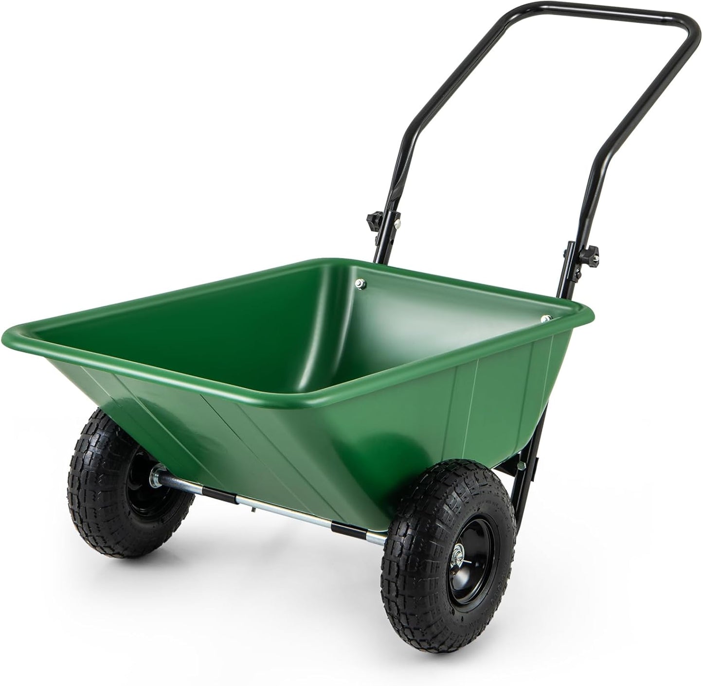 Dual - Wheel Wheelbarrow, Heavy - Duty Garden Utility Cart w/Pneumatic Tires, 330LBS CapacityQuantumX Chargers