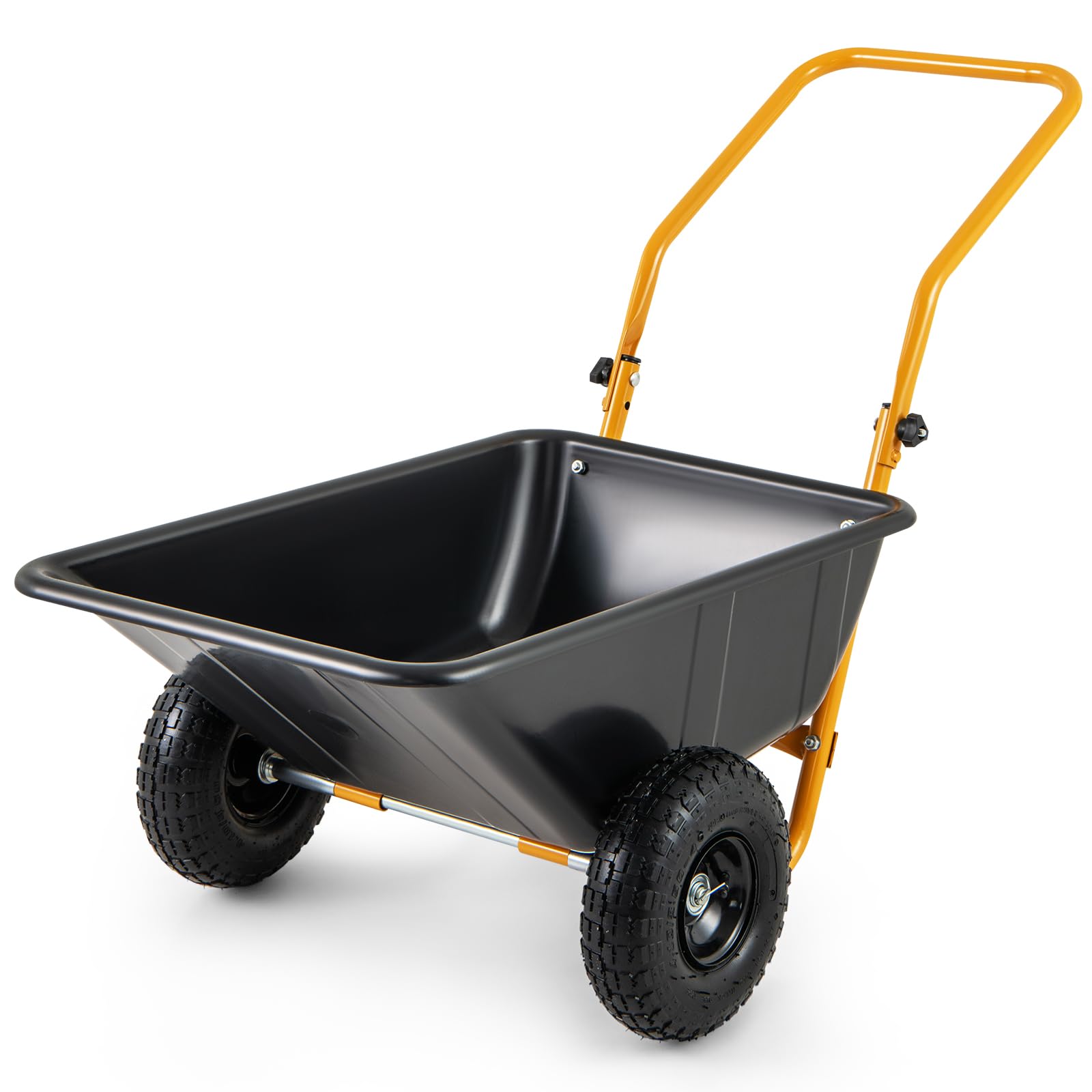Dual - Wheel Wheelbarrow, Heavy - Duty Garden Utility Cart w/Pneumatic Tires, 330LBS CapacityQuantumX Chargers