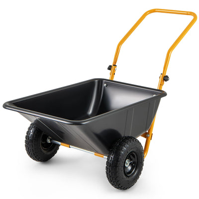 Dual - Wheel Wheelbarrow, Heavy - Duty Garden Utility Cart w/Pneumatic Tires, 330LBS CapacityQuantumX Chargers