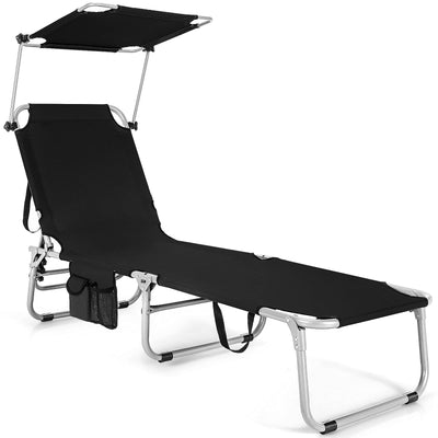 Folding Lounge Chair w/Shade Canopy and Storage PocketQuantumX Chargers