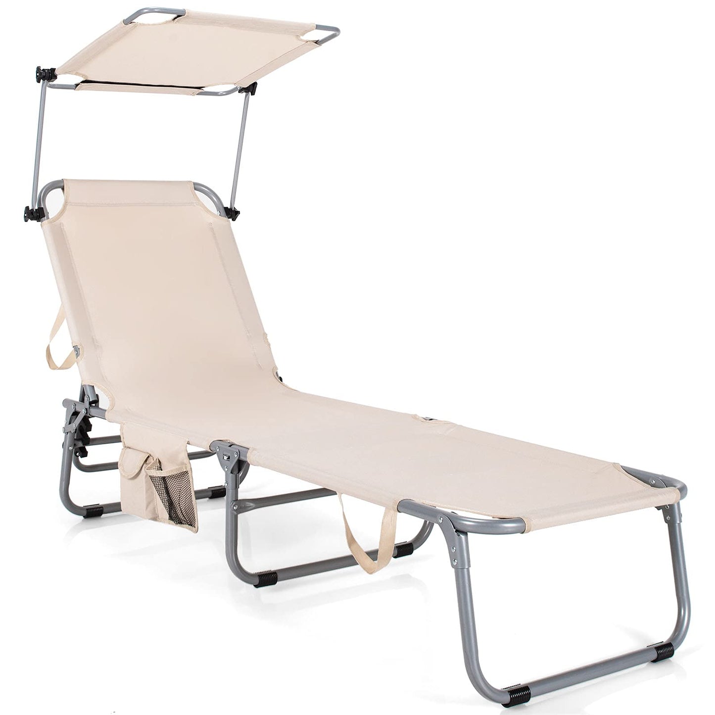 Folding Lounge Chair w/Shade Canopy and Storage PocketQuantumX Chargers