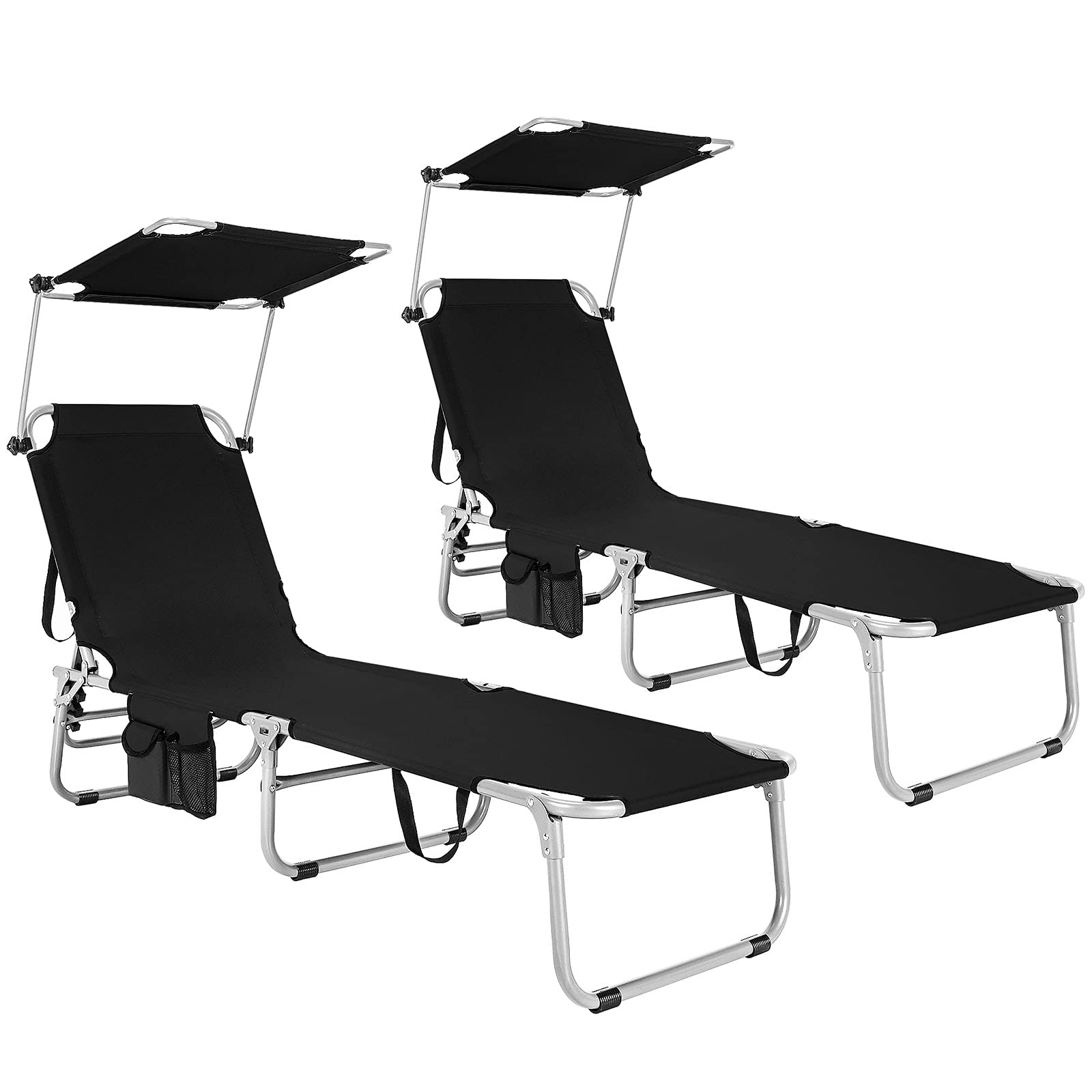 Folding Lounge Chair w/Shade Canopy and Storage PocketQuantumX Chargers