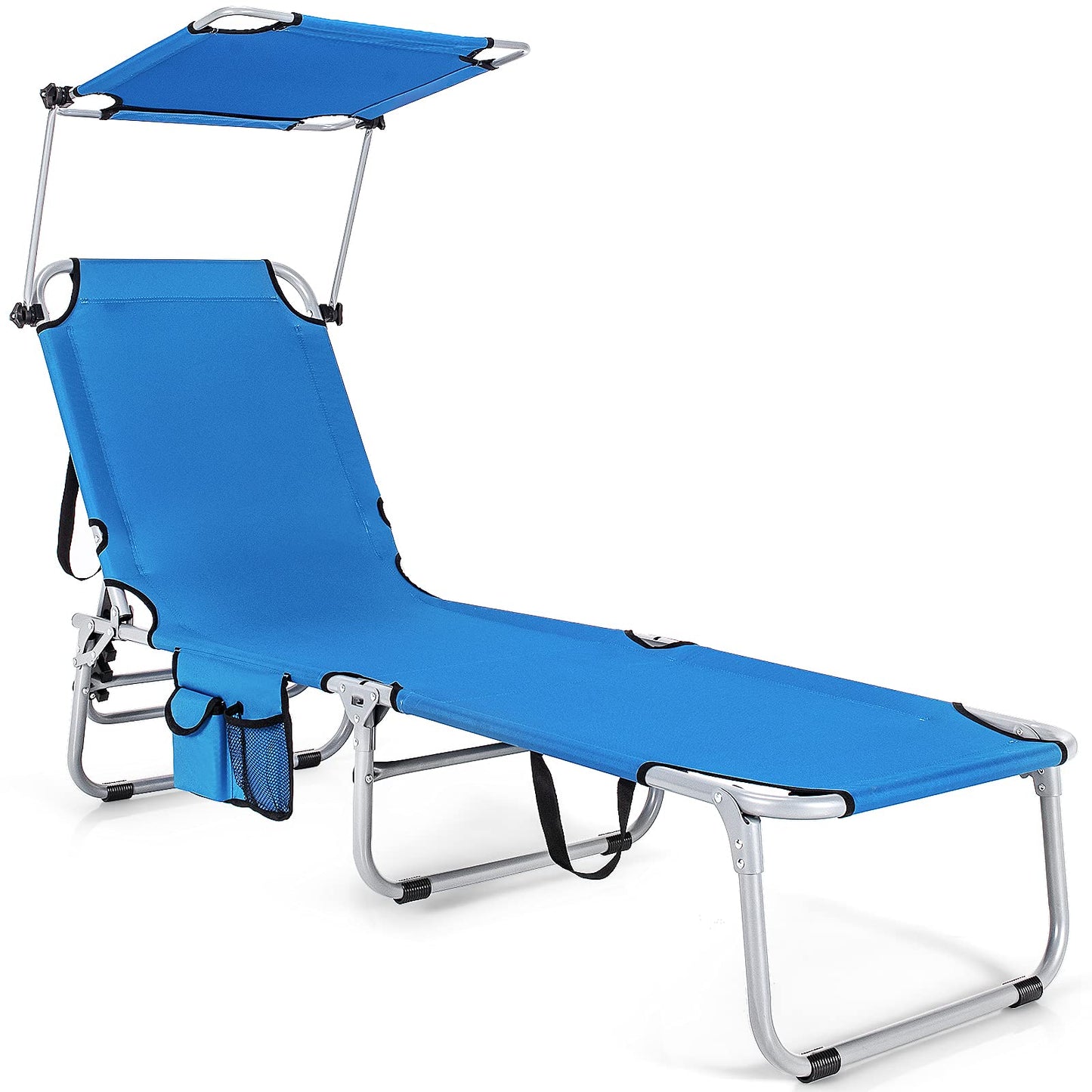 Folding Lounge Chair w/Shade Canopy and Storage PocketQuantumX Chargers