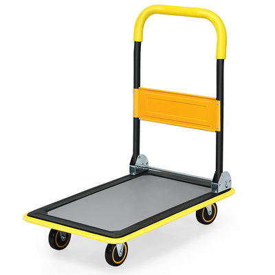 Folding Platform Cart, 330LBS Rolling Flatbed Cart Hand Platform Truck Push Dolly for Loading, YellowQuantumX Chargers