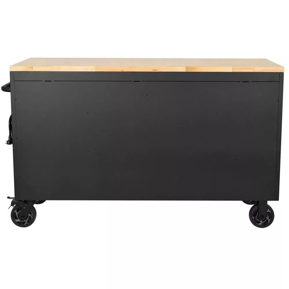 Heavy Duty 61 in. W x 23 in. D 15 - Drawer Mobile Workbench with Solid Wood TopQuantumX Chargers