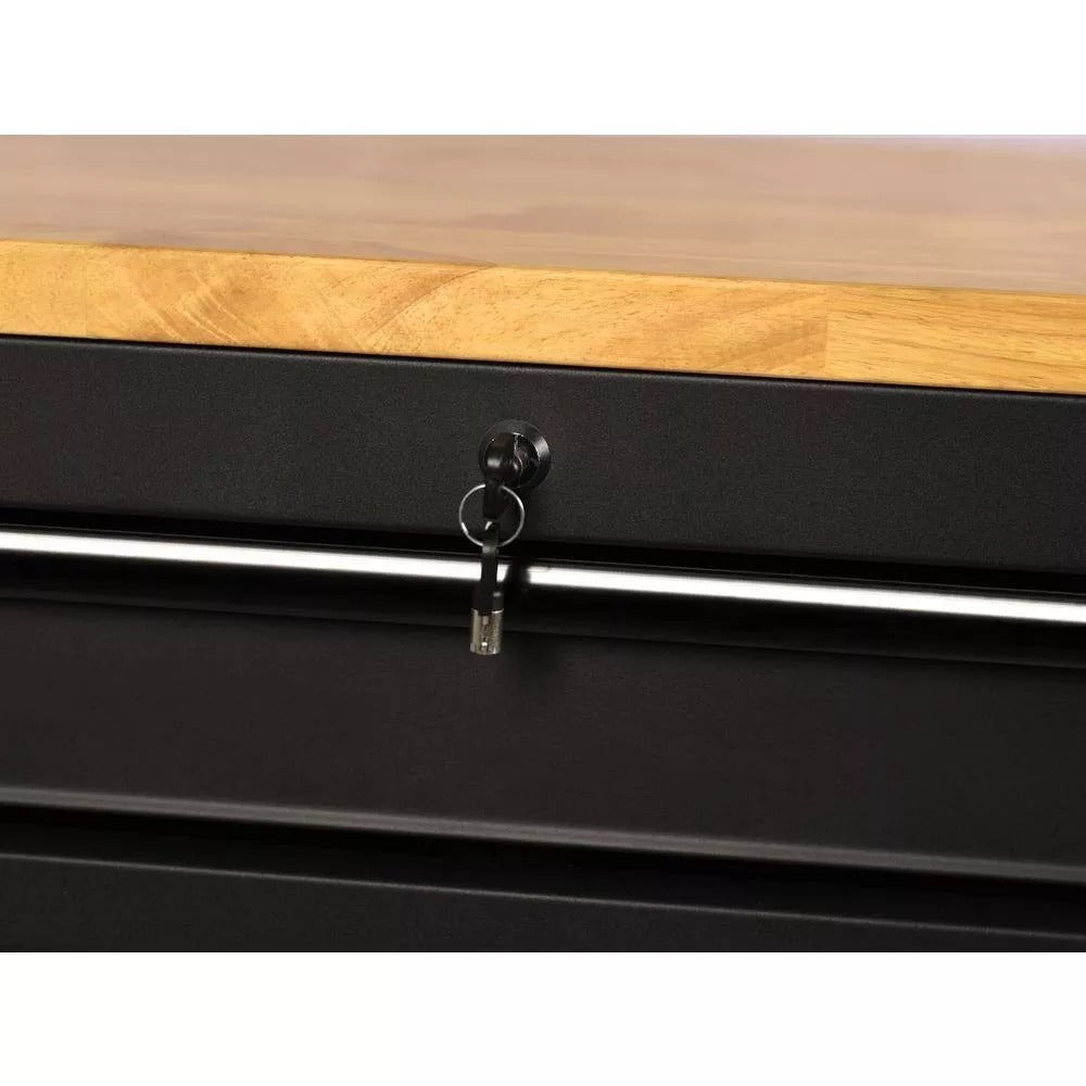 Heavy Duty 61 in. W x 23 in. D 15 - Drawer Mobile Workbench with Solid Wood TopQuantumX Chargers
