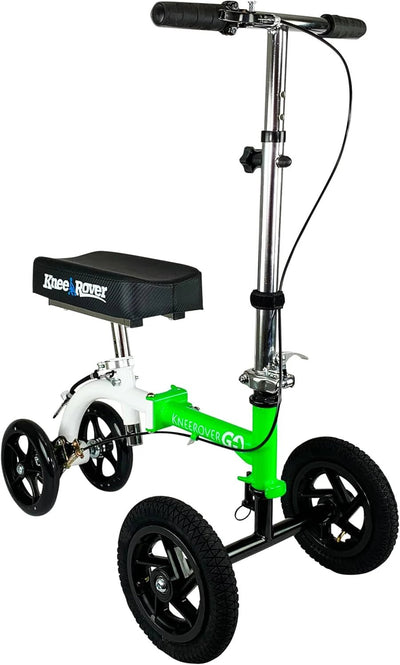 Hybrid - Most Compact All Terrain Knee Scooter for Adults for Foot Surgery Heavy Duty Knee Walker for Broken Ankle Foot Injuries Recovery Leg Scooter Best Knee Crutch Alternative (Green)QuantumX Chargers