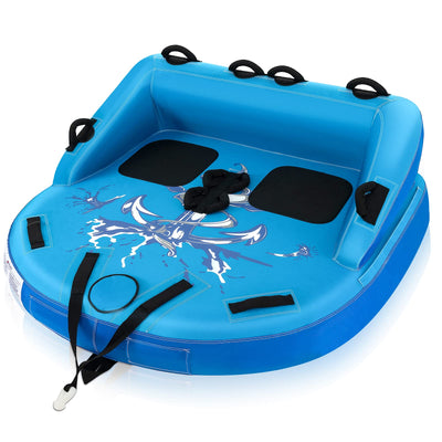 Inflatable Towable Tubes for Boating, 1 - 2 Person Water Sport Towables for Boat to Pull, Sofa Style Boat Tube with DrainageQuantumX Chargers