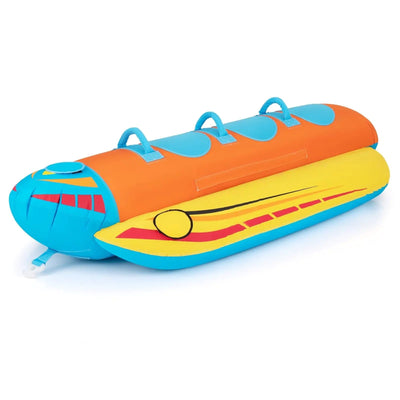 Inflatable Towable Tubes for Boating, Water Sports Banana Boat with 3 EVA - padded Seats for Towing RiderQuantumX Chargers