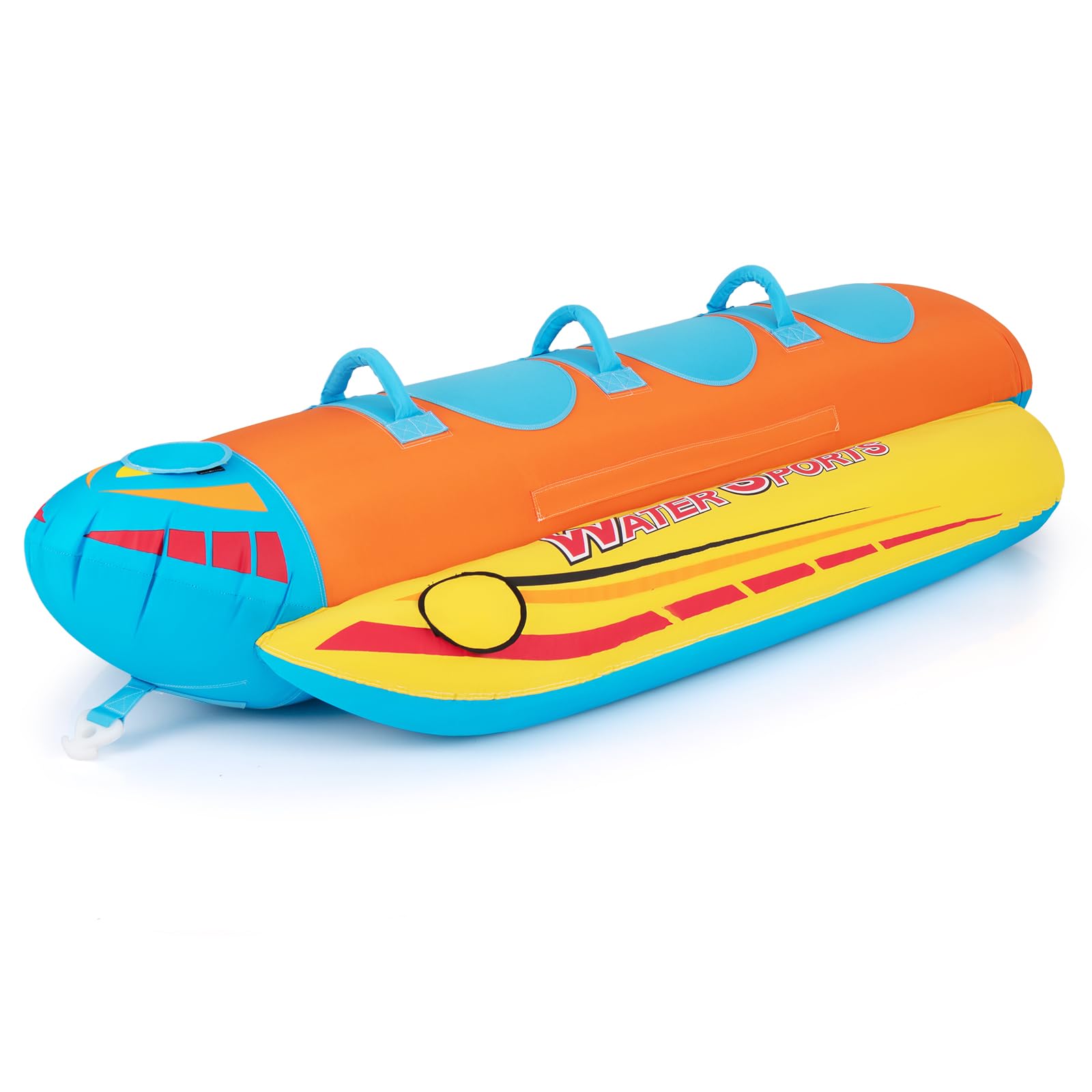 Inflatable Towable Tubes for Boating, Water Sports Banana Boat with 3 EVA - padded Seats for Towing RiderQuantumX Chargers