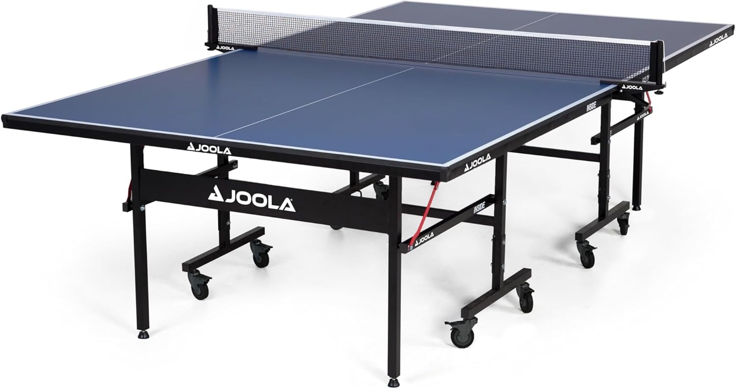 Inside Professional MDF Indoor Ping Pong Table with Quick Clamp Table Tennis Net and Post Set - 10 Minute Easy Assembly - Tournament Quality - Foldable with Single Player Playback ModeQuantumX Chargers