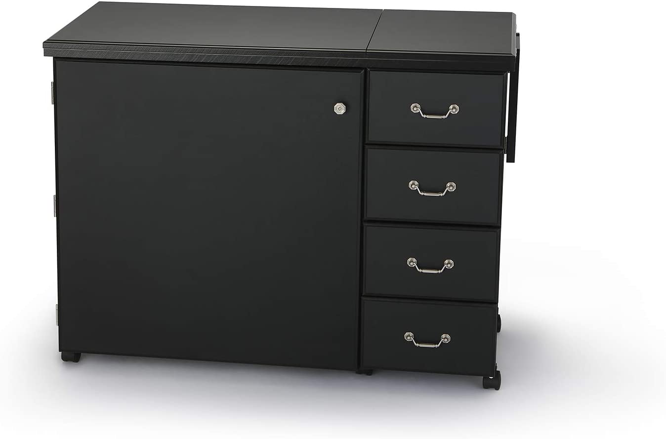 Jean Sewing Cabinet for Sturdy Sewing, Cutting, Quilting, and Crafting with Storage and Airlift, Black FinishQuantumX Chargers