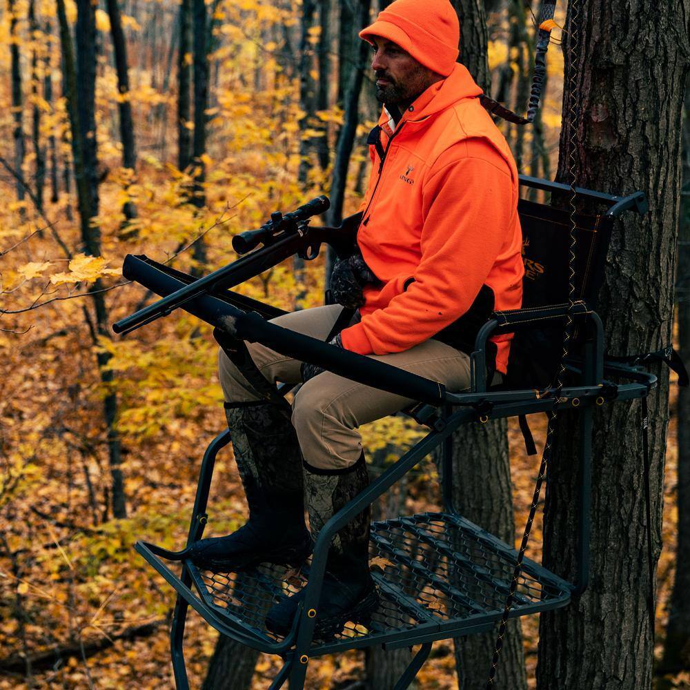 Jumbo Jack Ladder Stand Adjustable Shooting Rail, Large Platform, Mesh SeatQuantumX Chargers