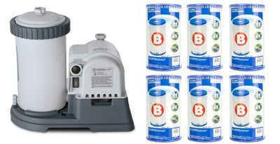 Krystal Clear Pool Filter Pump w/ GCFI 6 Type B CartridgesQuantumX Chargers
