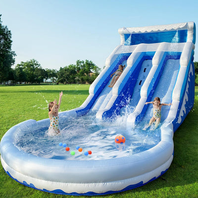 Large Inflatable Water Slide Swimming Pool Play Center, Commercial Grade Lightweight Premium Water Slide Bounce House 20.6x9.5x9.3Ft for Kids and Adults (with Blower)QuantumX Chargers