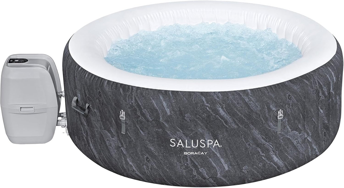 Large Round 2 to 4 Person Inflatable Hot Tub Portable Outdoor Spa with 120 AirJets and EnergySense Cover. GreyQuantumX Chargers