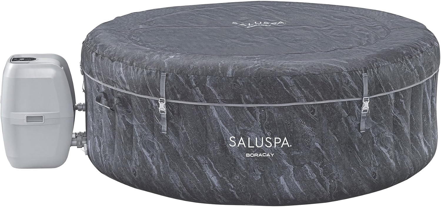 Large Round 2 to 4 Person Inflatable Hot Tub Portable Outdoor Spa with 120 AirJets and EnergySense Cover. GreyQuantumX Chargers