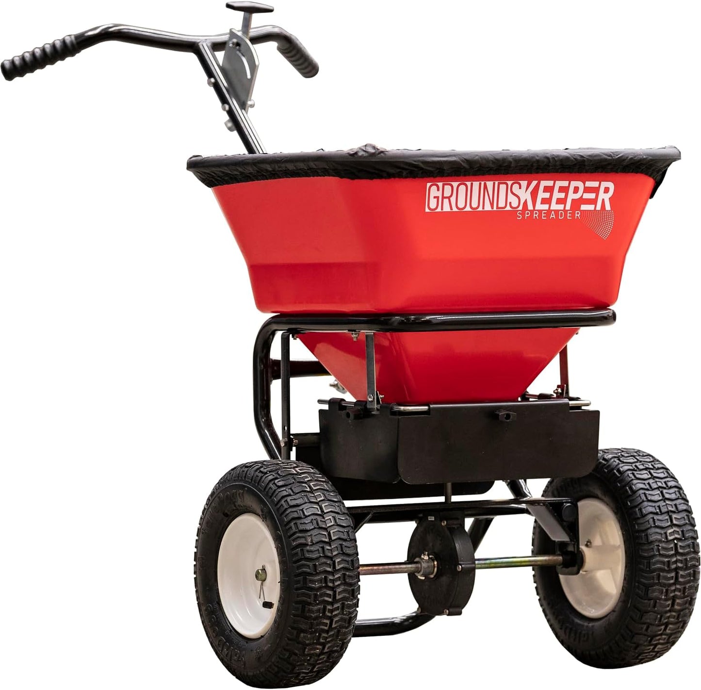 Multi - Purpose Walk Behind Push Spreader Grounds Keeper, 100 Pound Capacity, Multi Use Tool for Grass Seed, Salt, De - Icer, Fertilizer and SeedsQuantumX Chargers