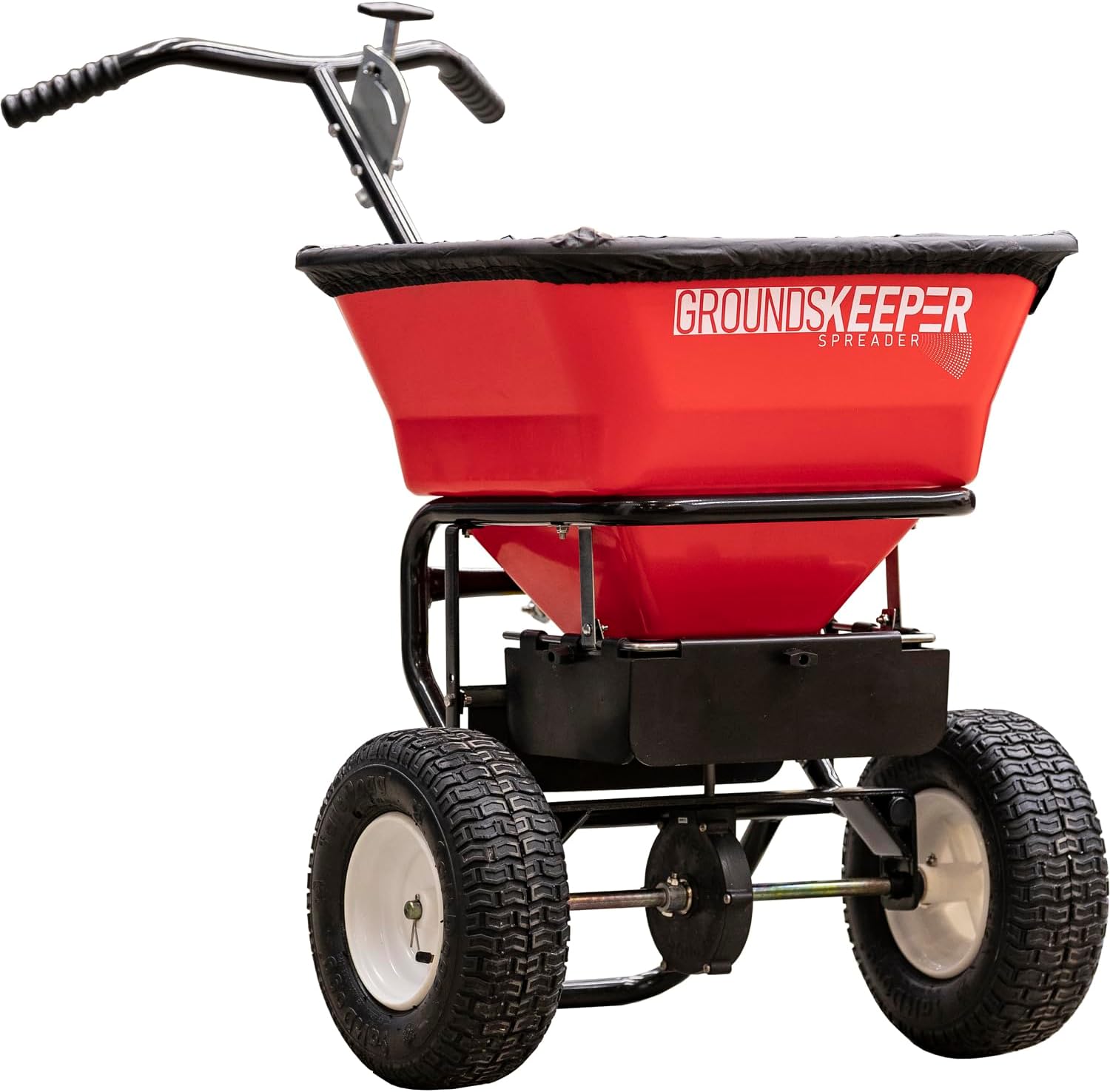 Multi - Purpose Walk Behind Push Spreader Grounds Keeper, 100 Pound Capacity, Multi Use Tool for Grass Seed, Salt, De - Icer, Fertilizer and SeedsQuantumX Chargers