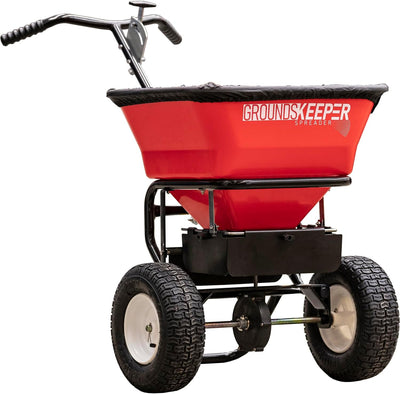 Multi - Purpose Walk Behind Push Spreader Grounds Keeper, 100 Pound Capacity, Multi Use Tool for Grass Seed, Salt, De - Icer, Fertilizer and SeedsQuantumX Chargers