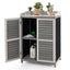 Outdoor Potting Bench Table, Garden Storage Cabinet w/Metal TabletopQuantumX Chargers