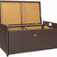 Outdoor Storage Bench Rattan Style Deck Box Wicker Patio Furniture Water Resistance w/Seat Cushion, 60 - Gallon, BrownQuantumX Chargers