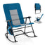 Oversized Folding Rocking Chair, Padded Patio Lounge Rocker w/Metal Frame, Armrests, Side PocketQuantumX Chargers