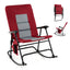Oversized Folding Rocking Chair, Padded Patio Lounge Rocker w/Metal Frame, Armrests, Side PocketQuantumX Chargers