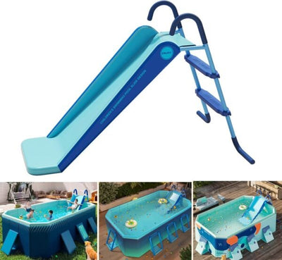 Pool Slide Inflatable Swimming Water Slide. Summer Swimming Pool Supplies Universal Trampoline Ladder Backyard Slide Home Playground EquipmentQuantumX Chargers