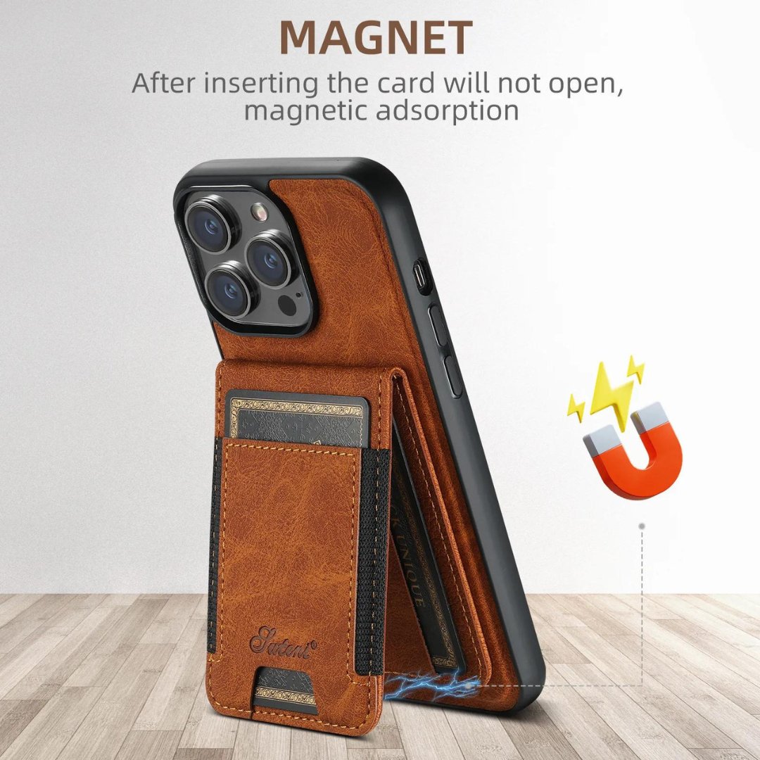 Premium 2 - in - 1 Leather Wallet & MagSafe iPhone Case - Litchi BlueQuantumX Chargers