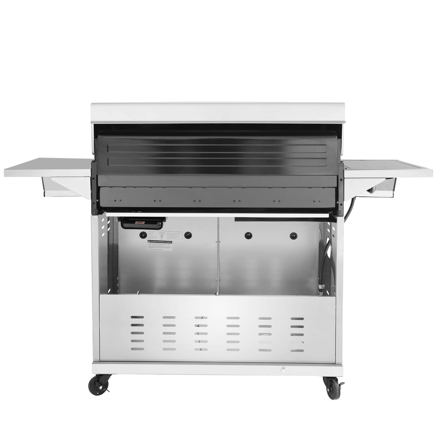 Stainless Steel Gas Grill, Premier 6 - Burner Propane Grill with Sear Burner and Side Burner, 74,000 BTU, Cabinet Style, Outdoor BBQ Party Grill, SilverQuantumX Chargers