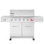 Stainless Steel Gas Grill, Premier 6 - Burner Propane Grill with Sear Burner and Side Burner, 74,000 BTU, Cabinet Style, Outdoor BBQ Party Grill, SilverQuantumX Chargers