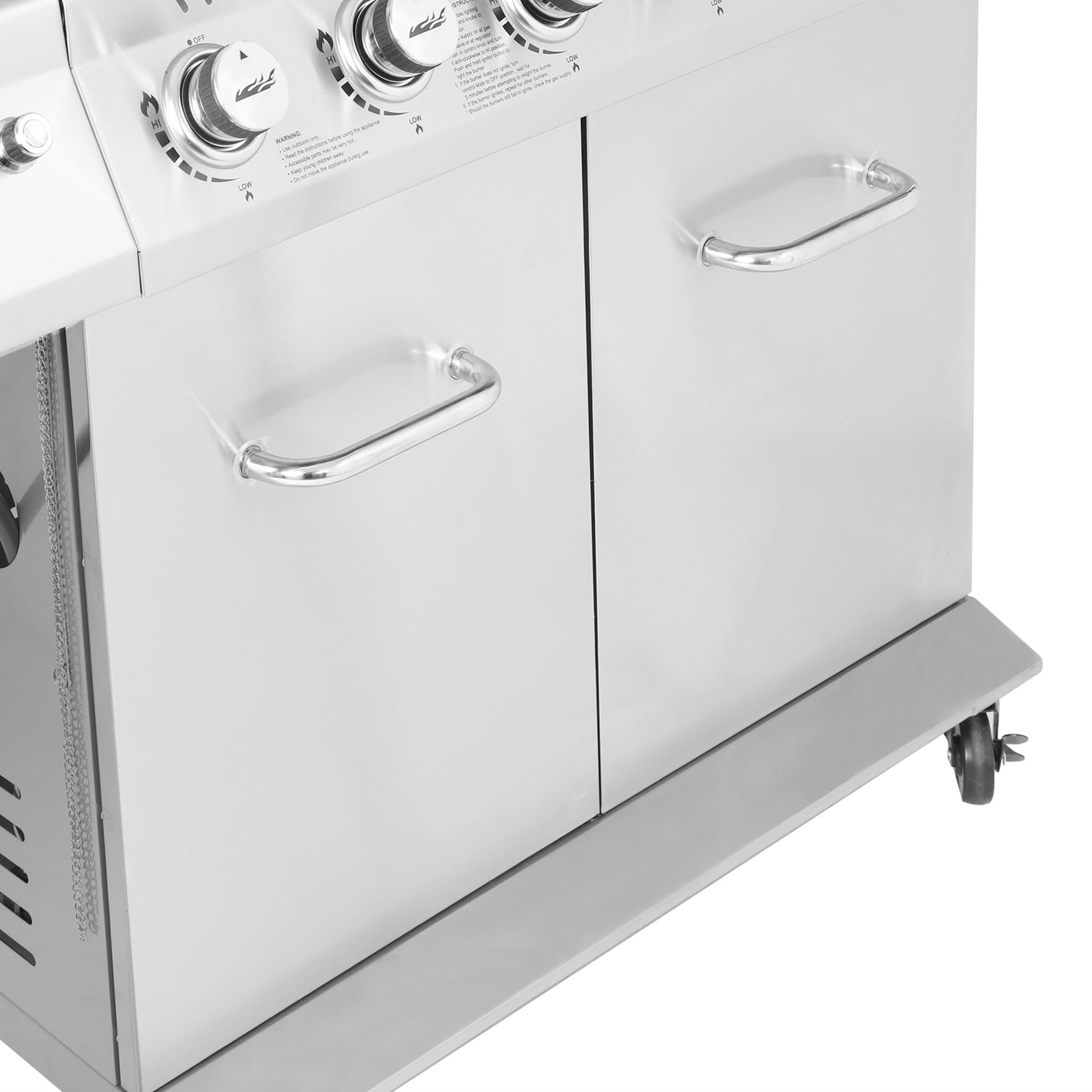 Stainless Steel Gas Grill, Premier 6 - Burner Propane Grill with Sear Burner and Side Burner, 74,000 BTU, Cabinet Style, Outdoor BBQ Party Grill, SilverQuantumX Chargers