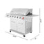 Stainless Steel Gas Grill, Premier 6 - Burner Propane Grill with Sear Burner and Side Burner, 74,000 BTU, Cabinet Style, Outdoor BBQ Party Grill, SilverQuantumX Chargers