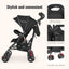 Twin Umbrella Stroller in Black, Lightweight Double Stroller for Infant & Toddler, Compact Easy Fold, Large Storage Basket, Large and Adjustable CanopyQuantumX Chargers