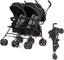 Twin Umbrella Stroller in Black, Lightweight Double Stroller for Infant & Toddler, Compact Easy Fold, Large Storage Basket, Large and Adjustable CanopyQuantumX Chargers