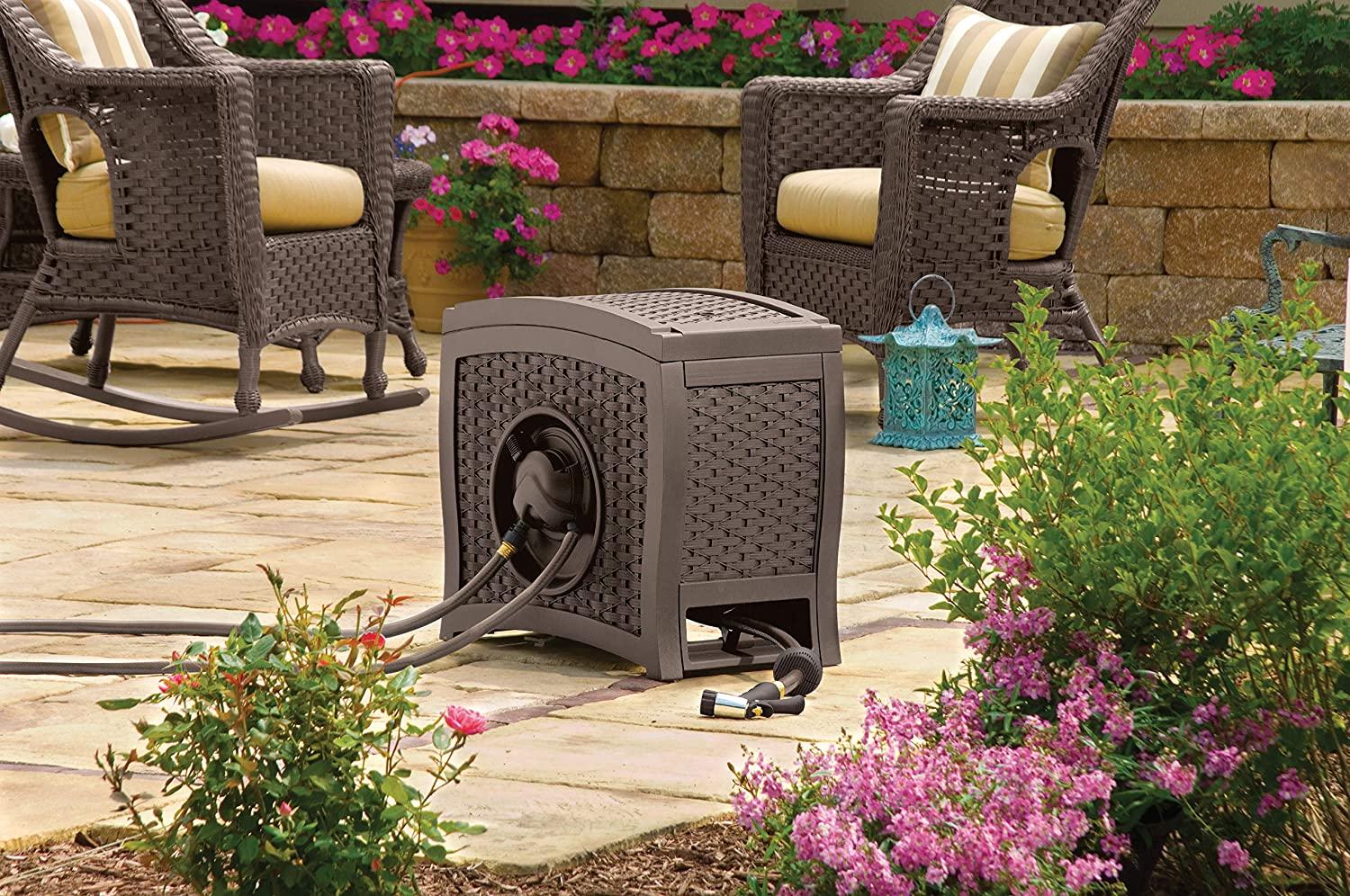 Wicker Garden Hose Reel Lightweight Portable Hands Free Water Powered Retractable Hose ReelQuantumX Chargers