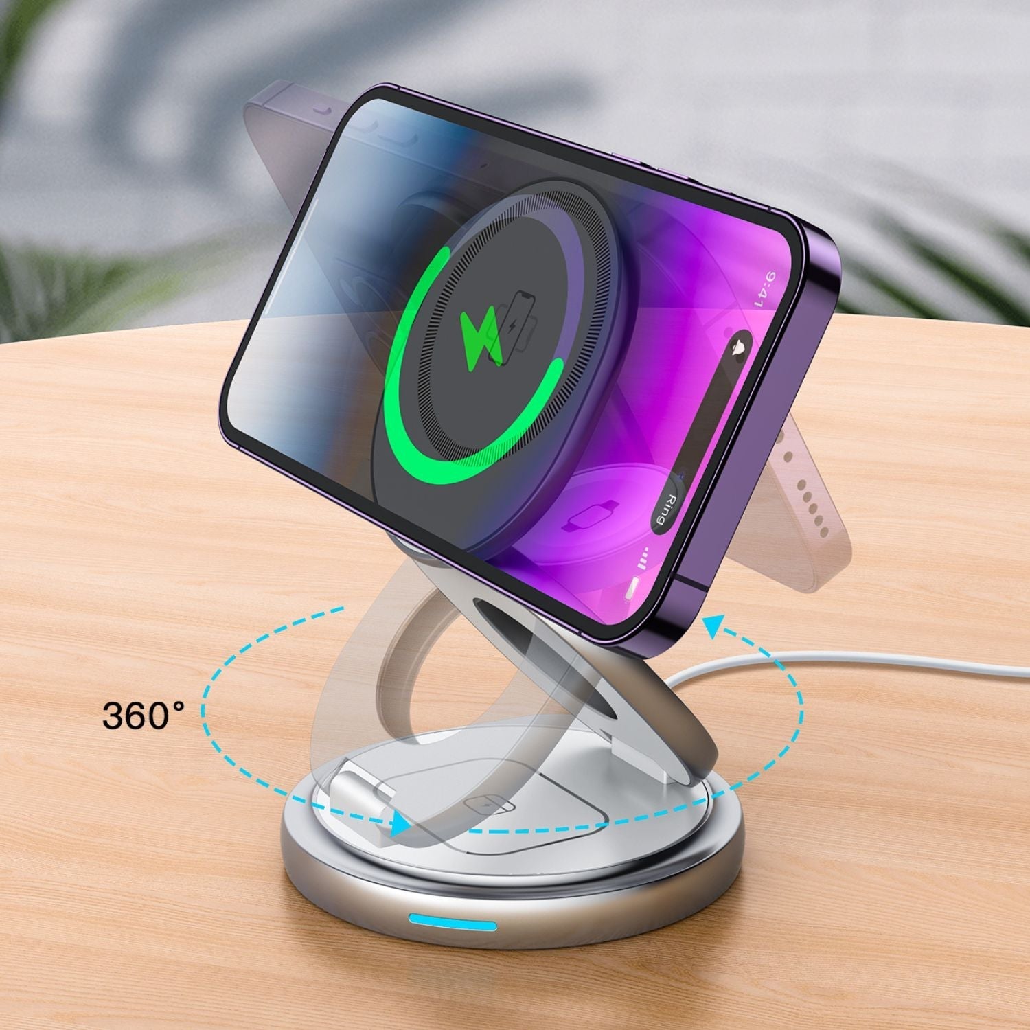 Rotating 3-in-1 Foldable Wireless MagSafe Charger for Apple DevicesQuantumX Chargers